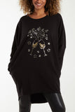 Jade Sequin Glasses Pockets Sweatshirt Dress For Women ONE SIZE - Dropwear
