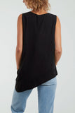 Sleeveless Asymmetric Frill Hem Necklace Top For Women  - Dropwear