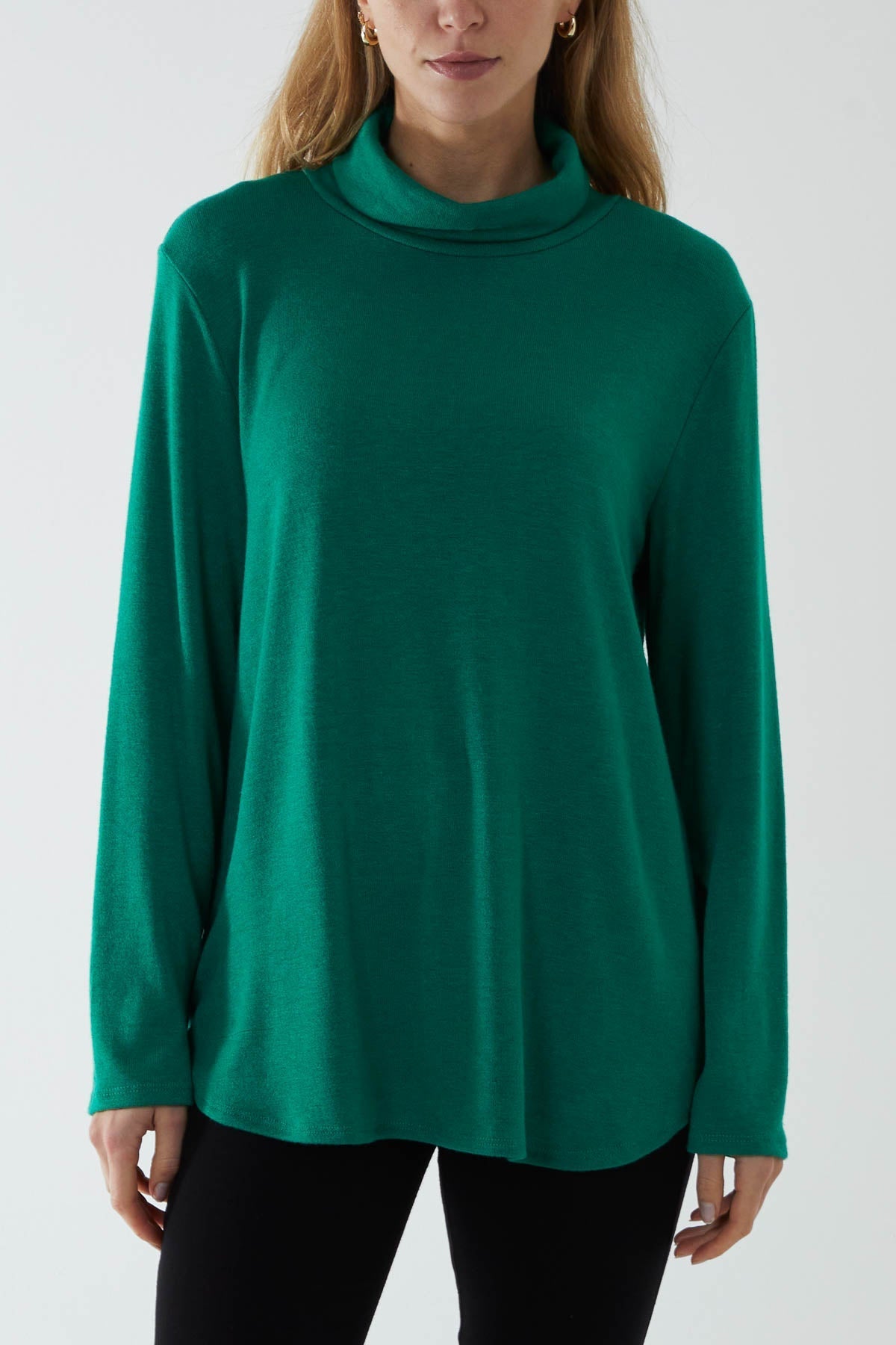 Roll Neck Fine Knit Jumper For Women  - Dropwear