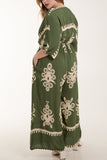 Printed V-Neck Wide Leg Jumpsuit For Women  - Dropwear