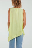 Khaki Sleeveless Asymmetric Frill Hem Necklace Top For Women ONE SIZE - Dropwear