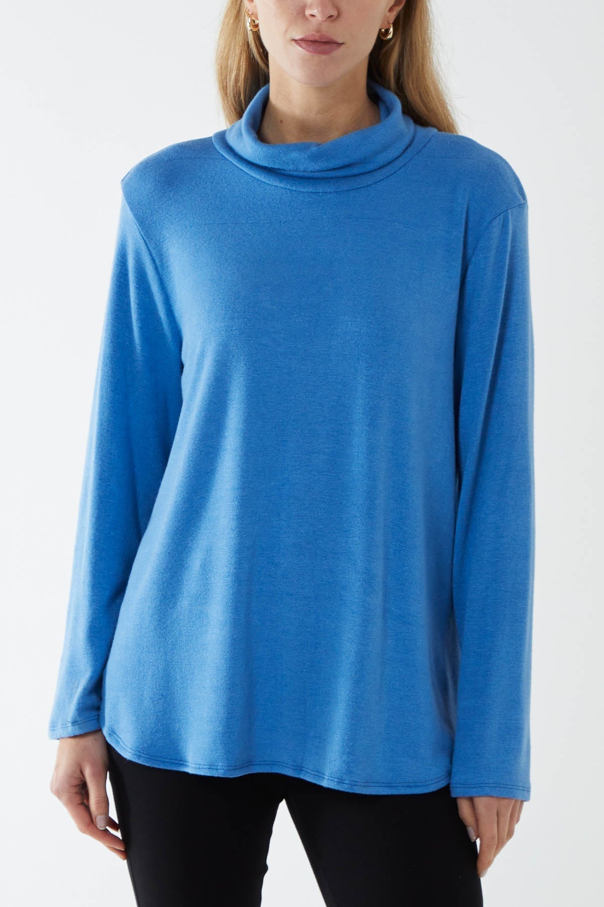 Roll Neck Fine Knit Jumper For Women  - Dropwear
