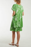 Sage Floral Double Layer Short Sleeve Dress For Women ONE SIZE - Dropwear