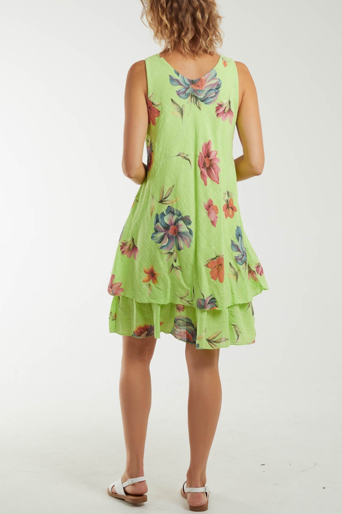 Floral Double Layer Sleeveless Dress For Women  - Dropwear