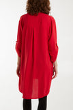 Apple Green V-Neck Button Sleeve Long Top For Women ONE SIZE - Dropwear