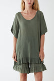 Cotton Blend Frill Hem Top & Short Set For Women  - Dropwear