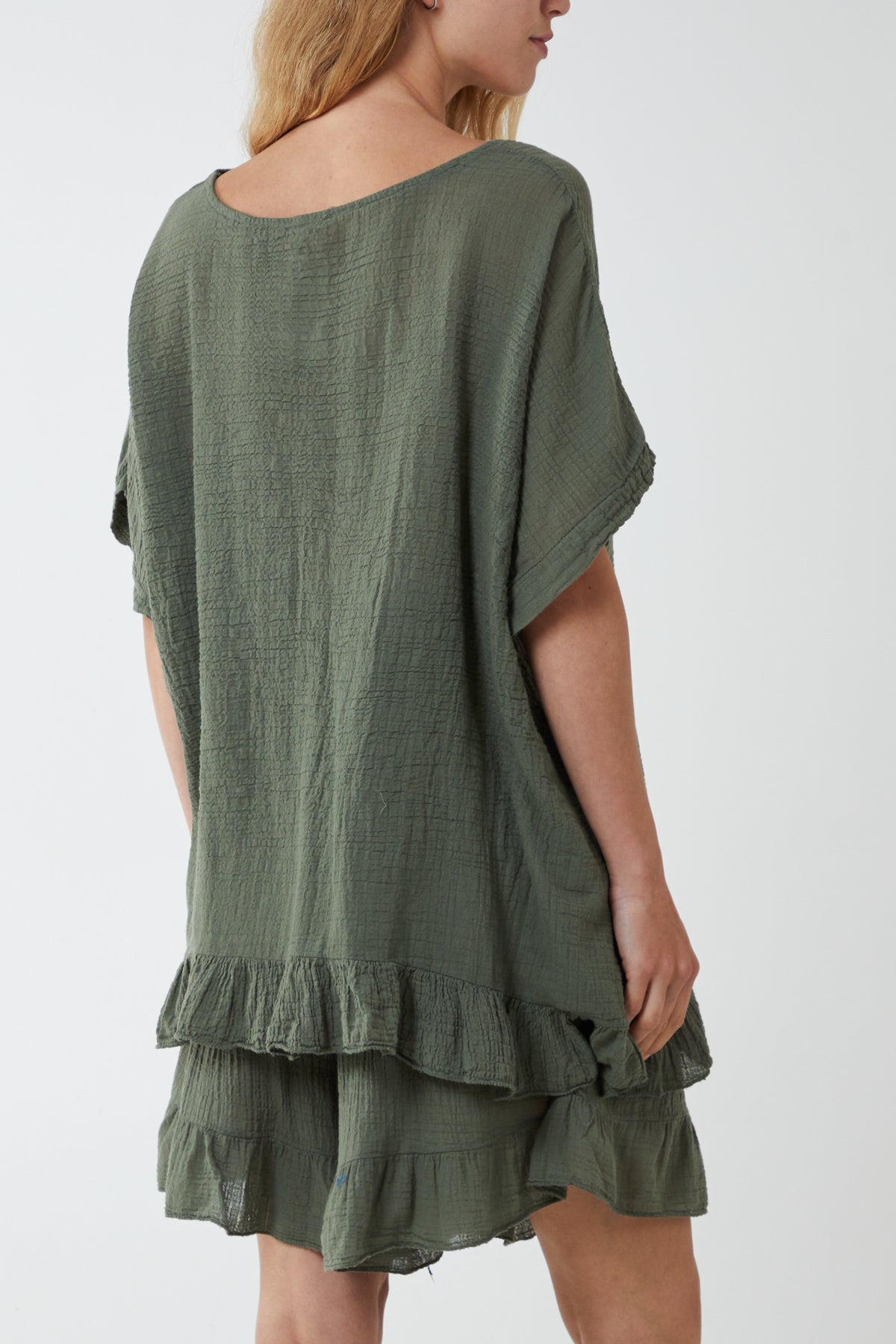 Cotton Blend Frill Hem Top & Short Set For Women  - Dropwear