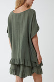 Cotton Blend Frill Hem Top & Short Set For Women  - Dropwear