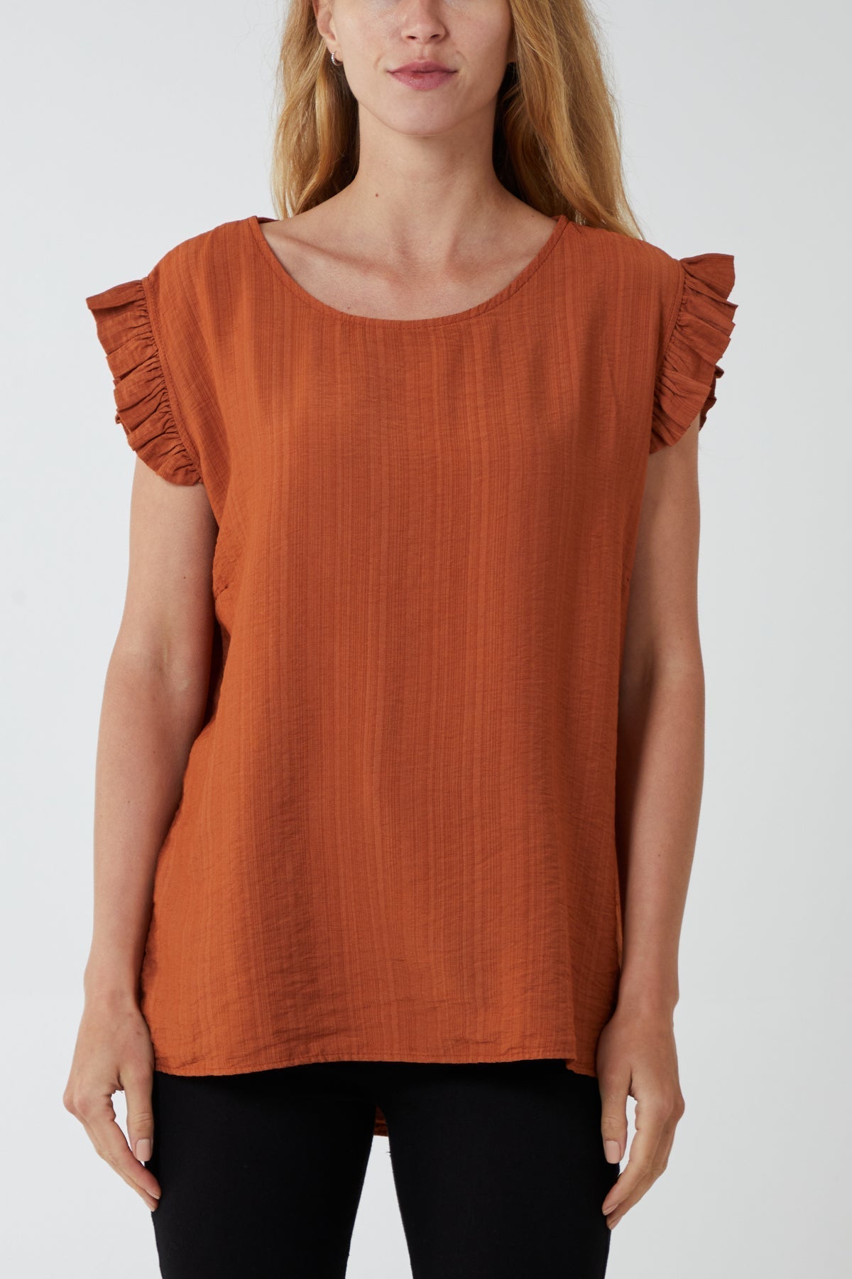Linen Look Top Back Button For Women  - Dropwear