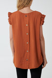 Linen Look Top Back Button For Women  - Dropwear