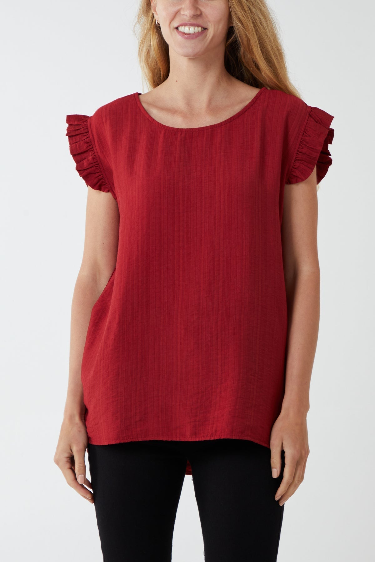 Linen Look Top Back Button For Women  - Dropwear