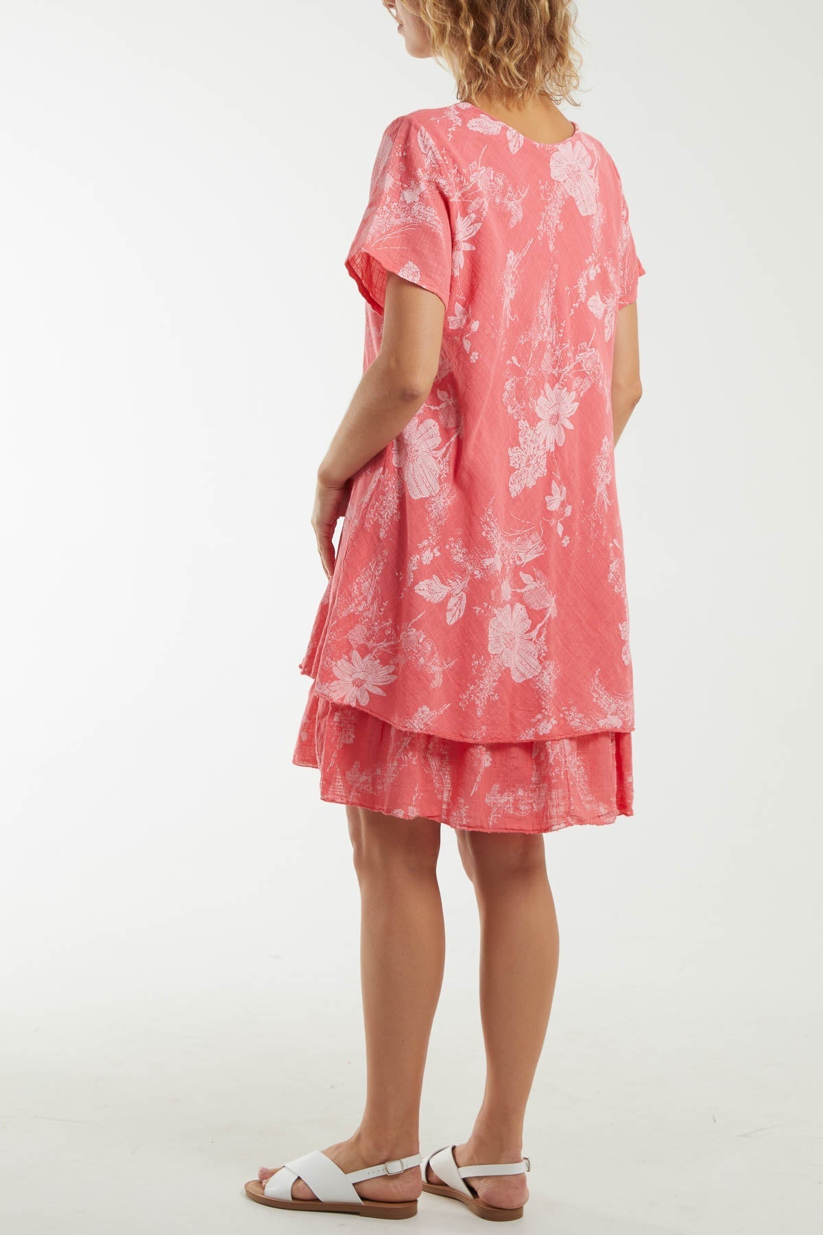 Apple Green Floral Double Layer Short Sleeve Dress For Women ONE SIZE - Dropwear