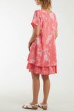 Apple Green Floral Double Layer Short Sleeve Dress For Women ONE SIZE - Dropwear
