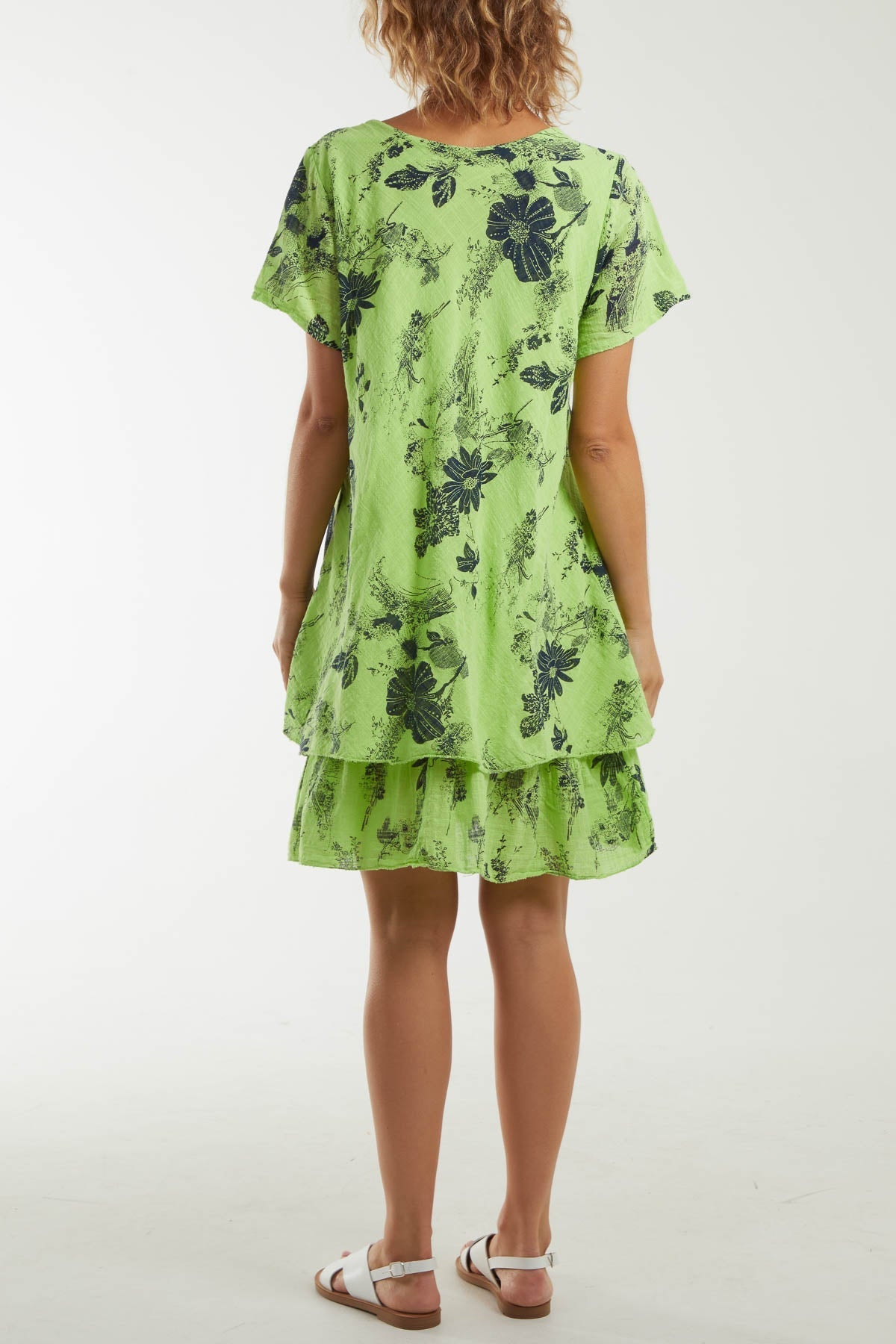 Floral Double Layer Short Sleeve Dress For Women  - Dropwear
