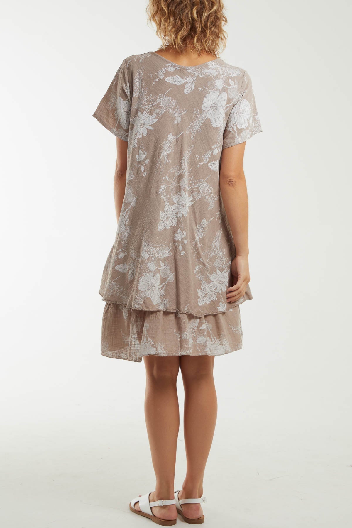 Royal Blue Floral Double Layer Short Sleeve Dress For Women ONE SIZE - Dropwear