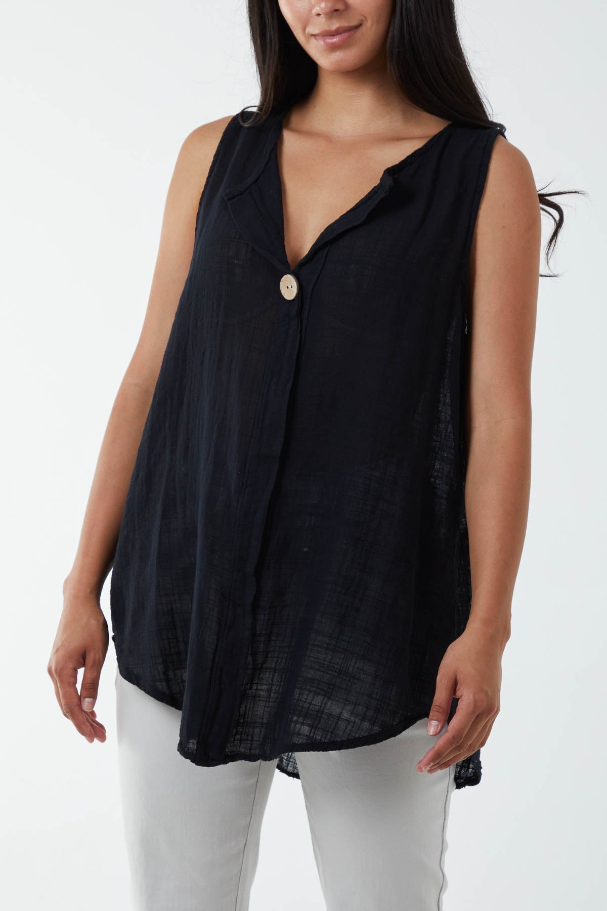 Oversized Sleeveless V-Neck  Top For Women  - Dropwear
