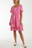 Floral Double Layer Short Sleeve Dress For Women  - Dropwear