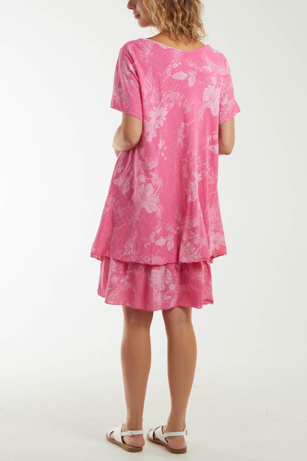 Floral Double Layer Short Sleeve Dress For Women  - Dropwear