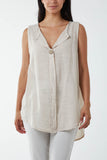 Royal Blue Oversized Sleeveless V-Neck  Top For Women ONE SIZE - Dropwear