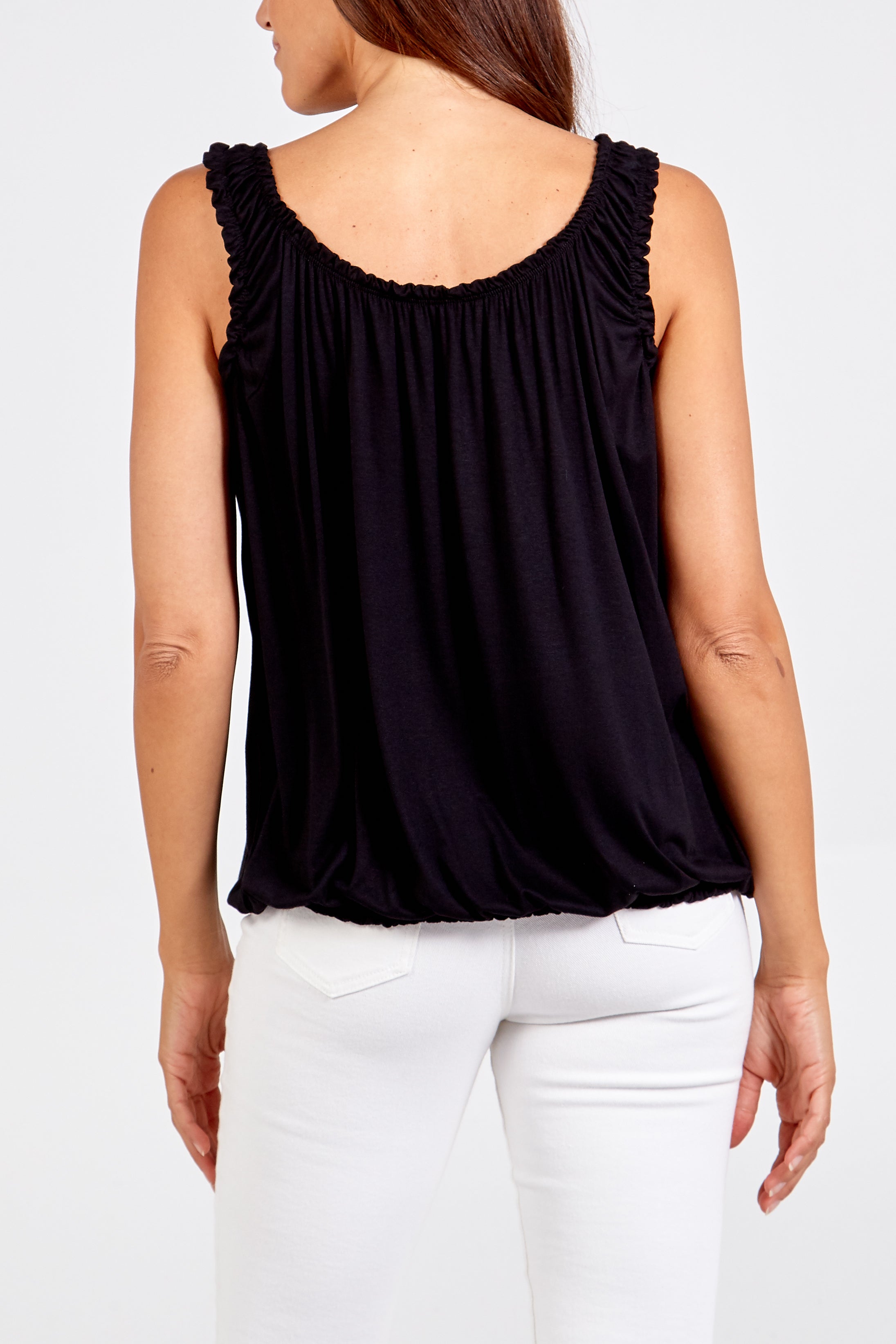 Mocha Balloon Ruffle Neck Vest For Women ONE SIZE - Dropwear