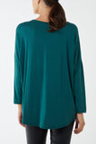 Charcoal High Low Curved Hem Long Sleeve Top For Women ONE SIZE - Dropwear