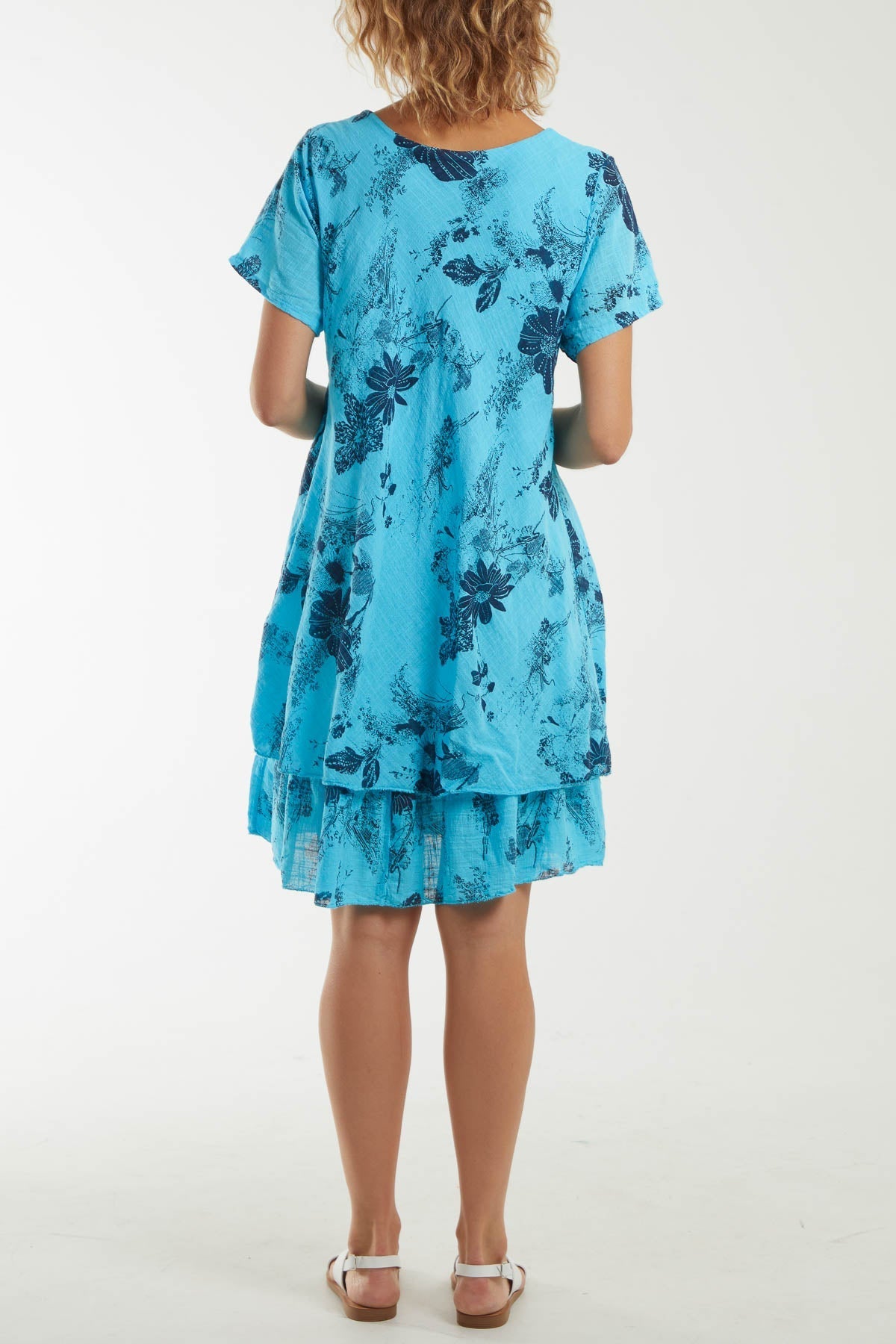 Floral Double Layer Short Sleeve Dress For Women  - Dropwear