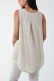 Hot Pink Oversized Sleeveless V-Neck  Top For Women ONE SIZE - Dropwear