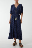 Baroque Floral Tassel Dress For Women  - Dropwear