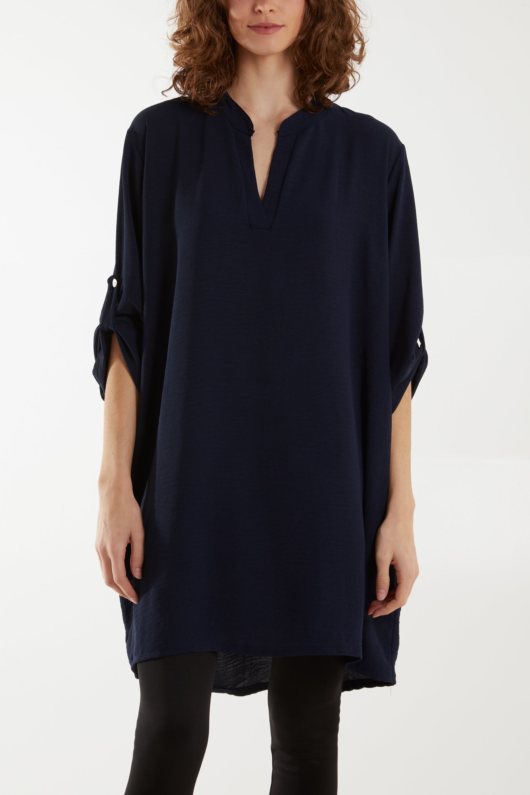 Pink V-Neck Button Sleeve Long Top For Women ONE SIZE - Dropwear