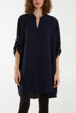 Pink V-Neck Button Sleeve Long Top For Women ONE SIZE - Dropwear