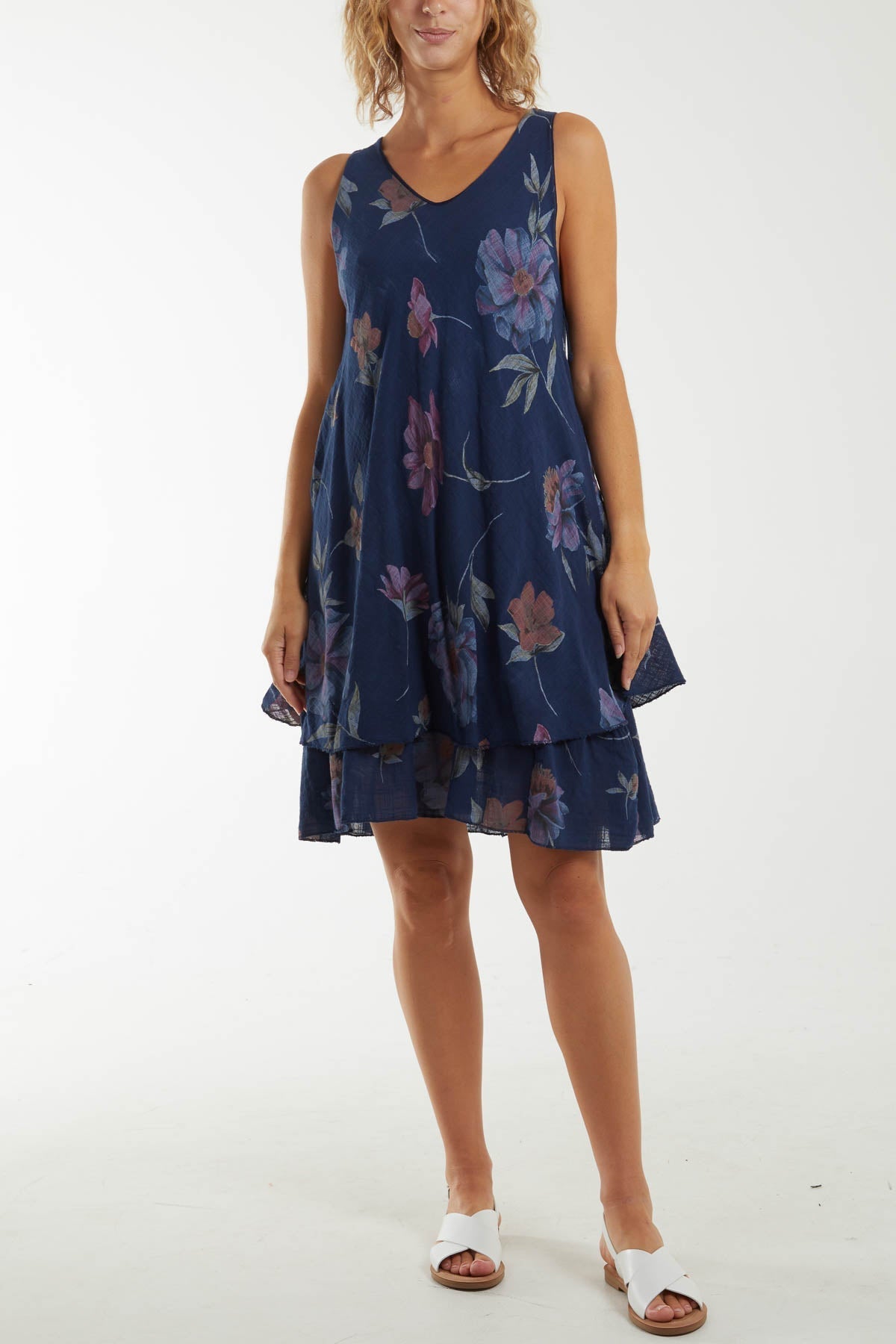 Jade Floral Double Layer Sleeveless Dress For Women ONE SIZE - Dropwear