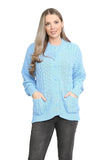 Purple Chunky Cable Knit Long Sleeve Cardigan For Women 12-14 - Dropwear