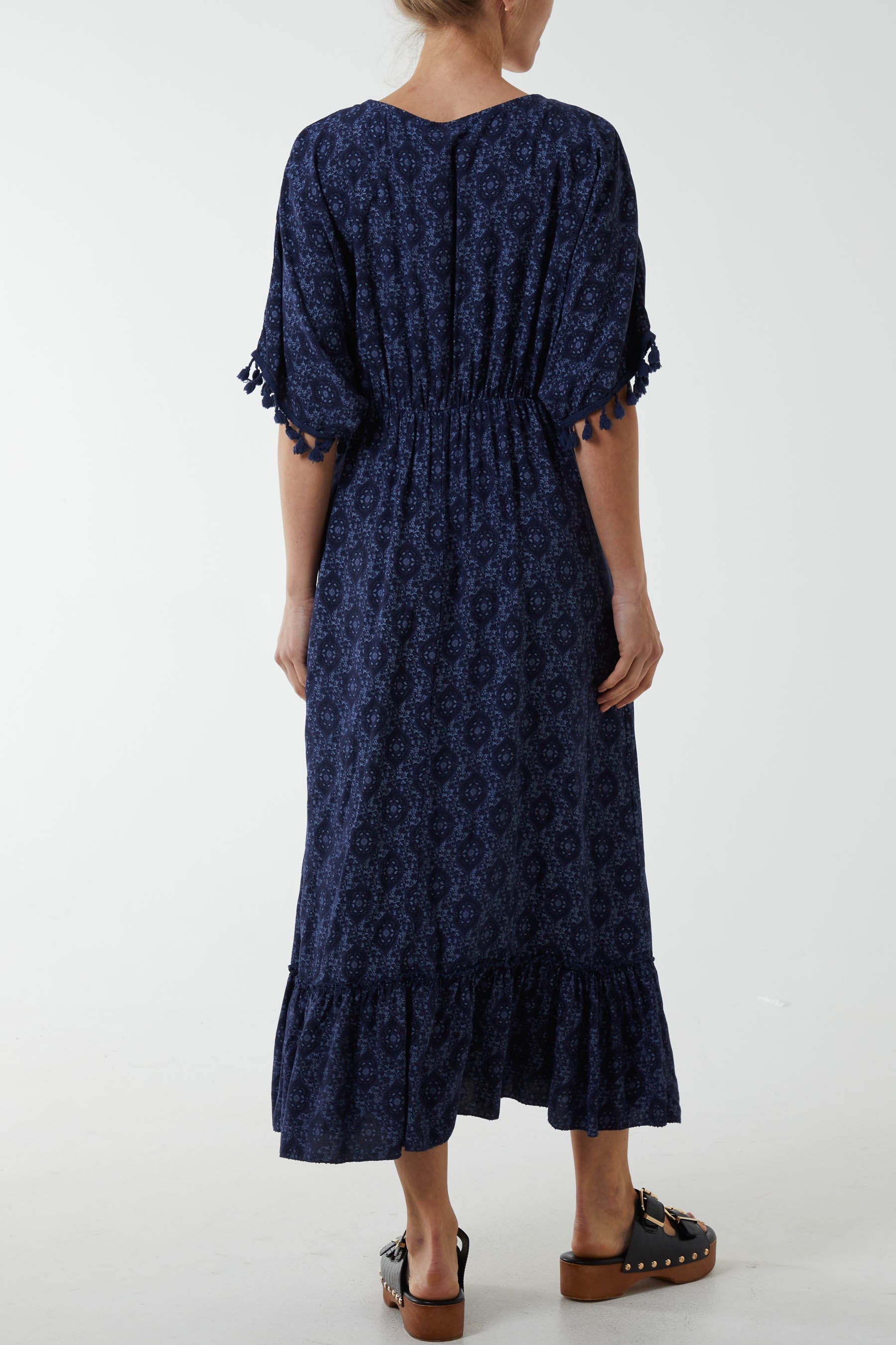Baroque Floral Tassel Dress For Women  - Dropwear