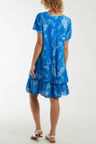 Floral Double Layer Short Sleeve Dress For Women  - Dropwear