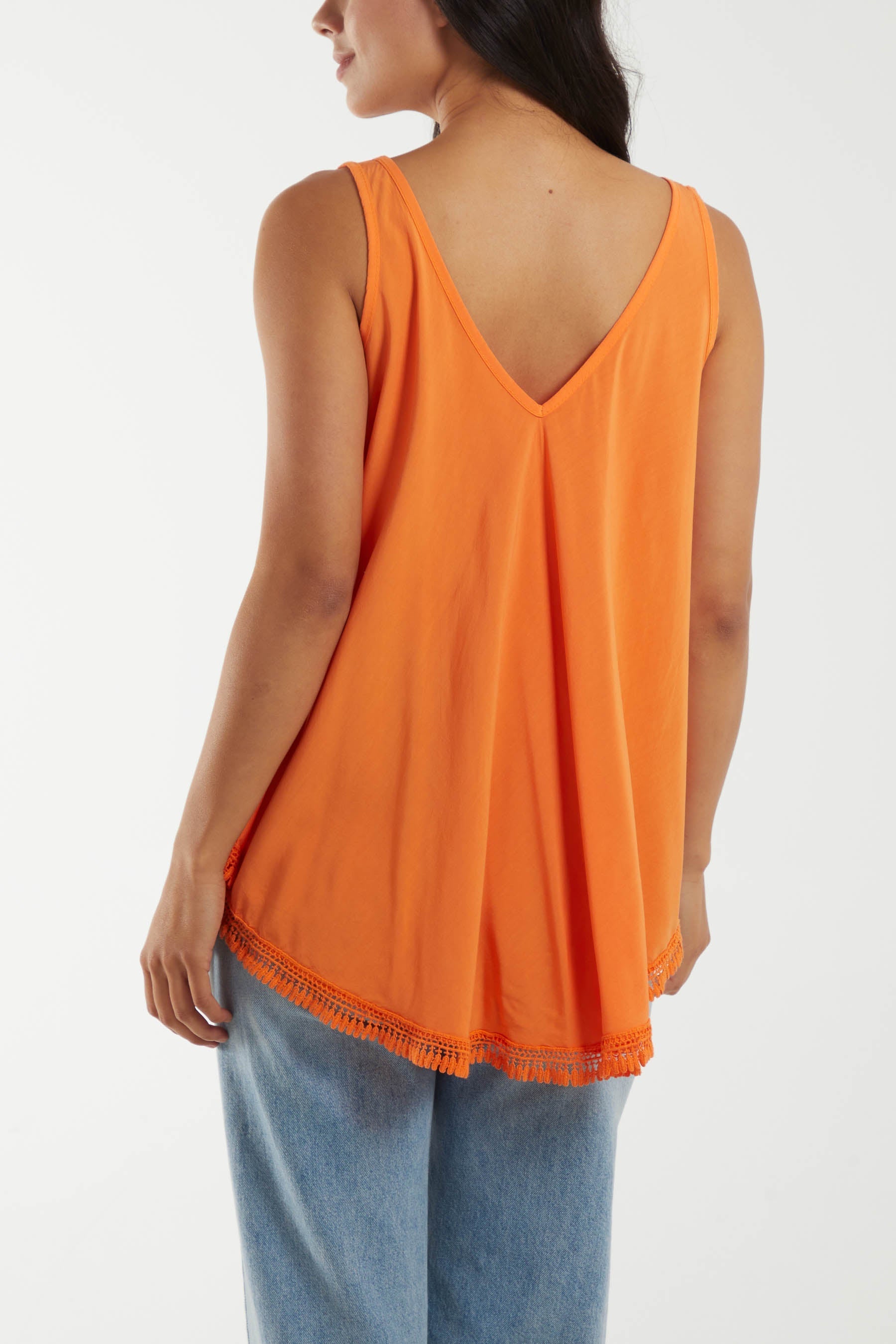 Royal Blue Tassel Hem V-Neck Vest For Women ONE SIZE - Dropwear