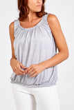Solid Silver Balloon Ruffle Neck Vest For Women ONE SIZE - Dropwear