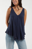 Tassel Hem V-Neck Vest For Women  - Dropwear