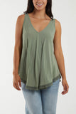 White Tassel Hem V-Neck Vest For Women ONE SIZE - Dropwear
