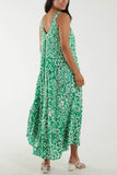 Sleeveless Abstract Print Maxi Dress For Women  - Dropwear