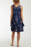 Red Floral Double Layer Sleeveless Dress For Women ONE SIZE - Dropwear