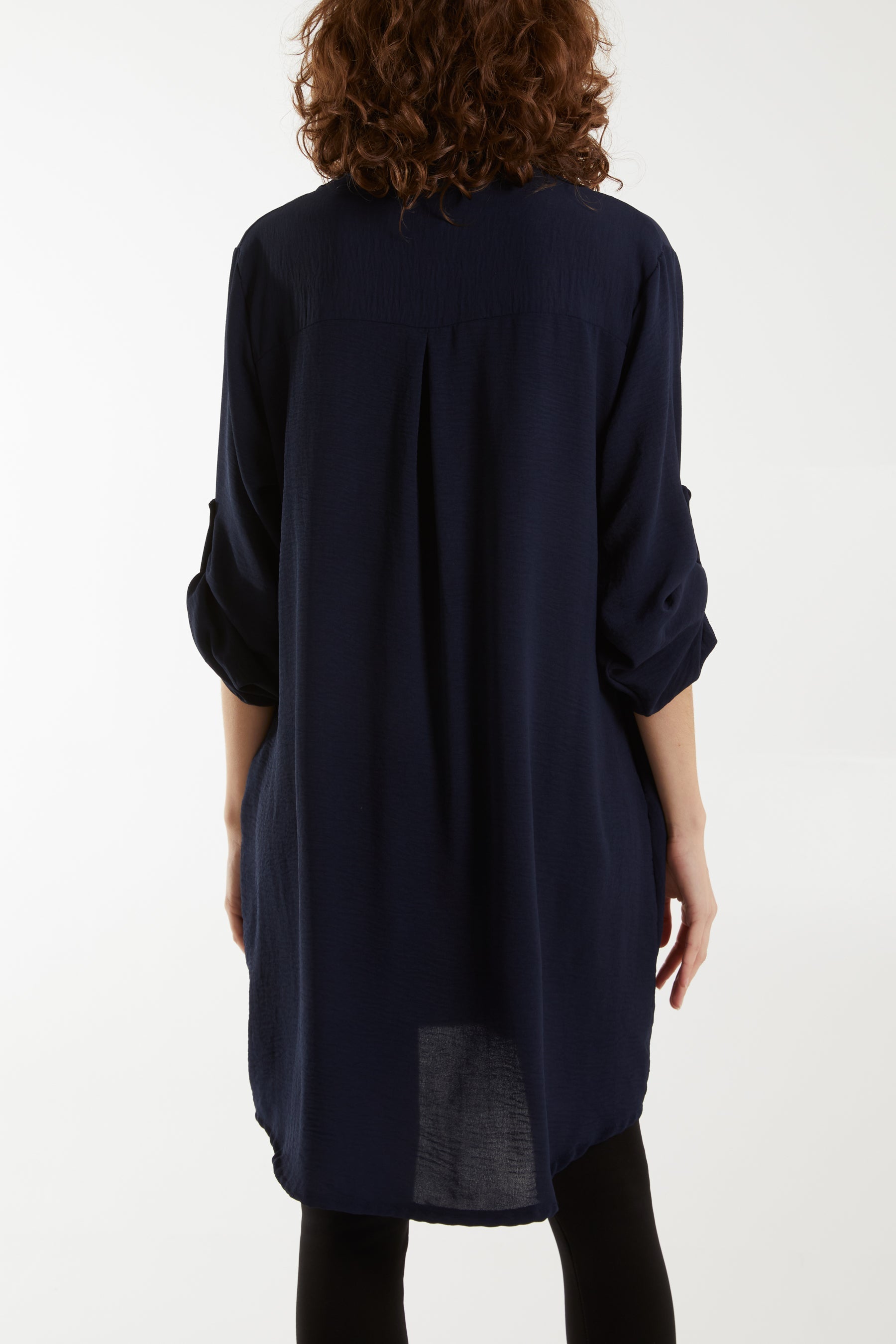 Red V-Neck Button Sleeve Long Top For Women ONE SIZE - Dropwear