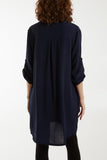 Red V-Neck Button Sleeve Long Top For Women ONE SIZE - Dropwear