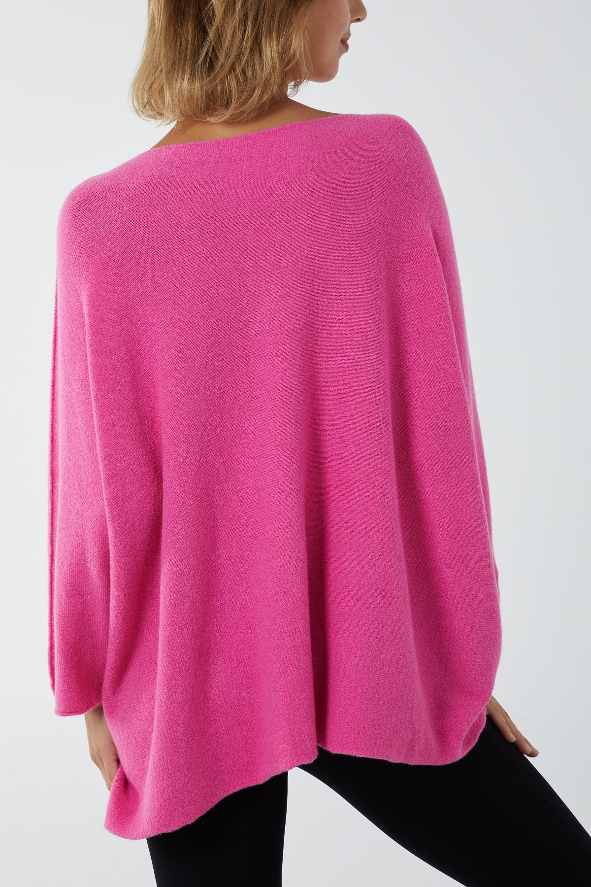 Black V-Neck Oversized Fine Knit Jumper For Women ONE SIZE - Dropwear