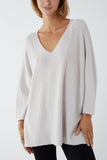 V-Neck Oversized Fine Knit Jumper For Women  - Dropwear