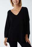 V-Neck Oversized Fine Knit Jumper For Women  - Dropwear