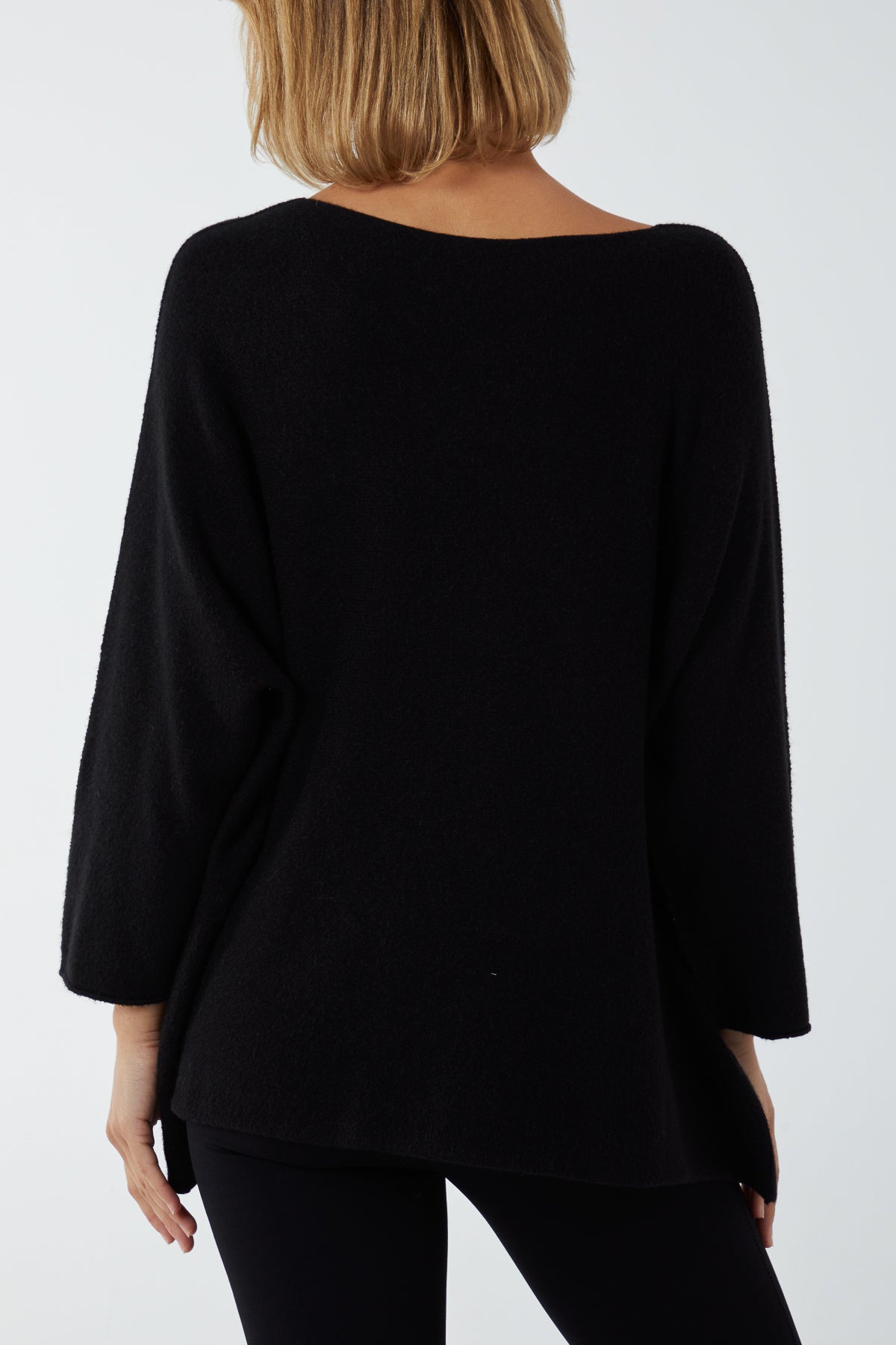 V-Neck Oversized Fine Knit Jumper For Women  - Dropwear