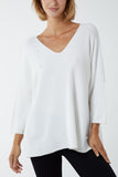 V-Neck Oversized Fine Knit Jumper For Women  - Dropwear