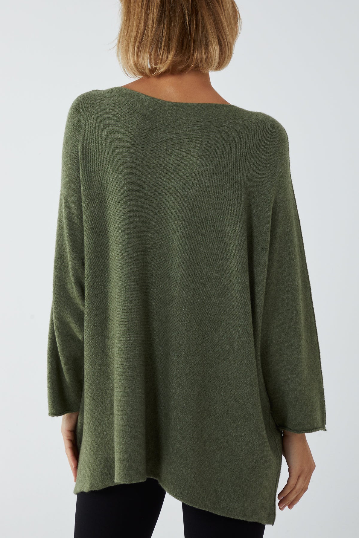 Royal Blue V-Neck Oversized Fine Knit Jumper For Women ONE SIZE - Dropwear
