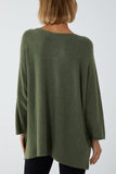 Royal Blue V-Neck Oversized Fine Knit Jumper For Women ONE SIZE - Dropwear