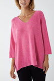 V-Neck Oversized Fine Knit Jumper For Women  - Dropwear